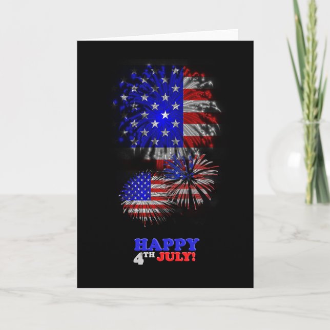 4. Juli American Flag Fireworks Grußkarte Karte (Vorderseite)