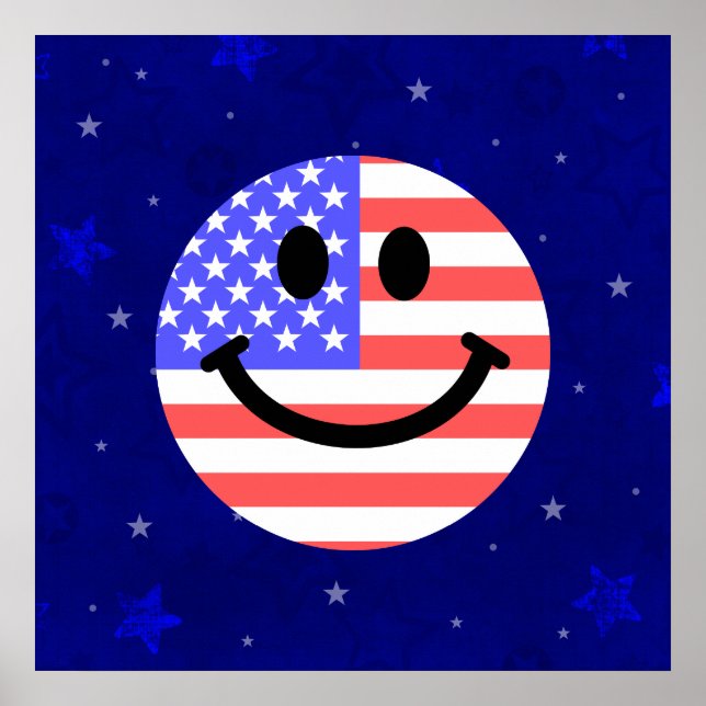 4. Juli American Flag Gesicht Poster (Vorne)
