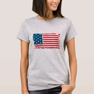 4. Juli American Flag Grunge Tshirt