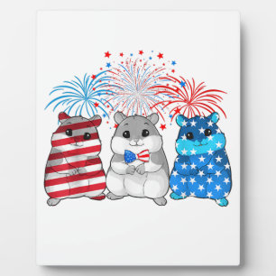4. Juli American Flag Happy Guinea Pig Fotoplatte