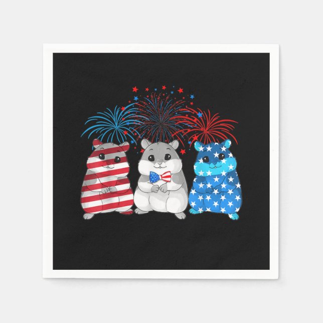 4. Juli American Flag Happy Guinea Pig Serviette (Vorderseite)