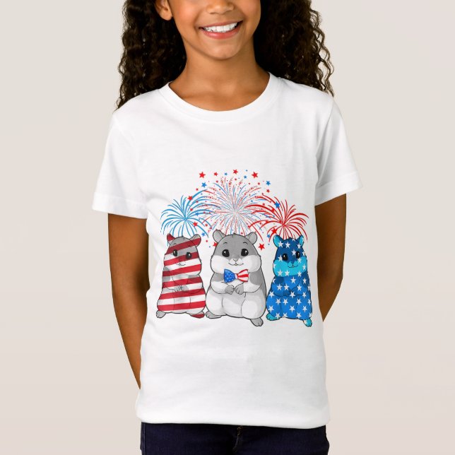 4. Juli American Flag Happy Guinea Pig T-Shirt (Vorderseite)