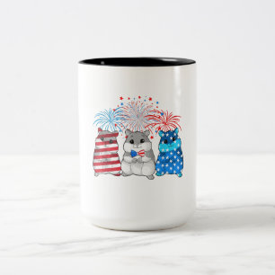 4. Juli American Flag Happy Guinea Pig Zweifarbige Tasse