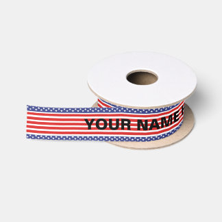 4. Juli American Flag Name Gift Packing Satinband