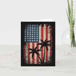 4. Juli American Flag Palm Trees Usa America P Karte