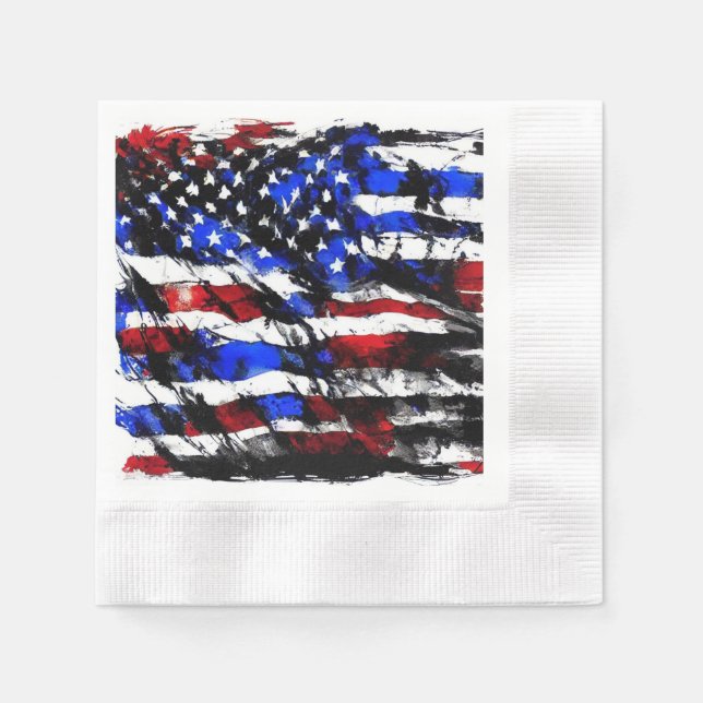 4. Juli "American Flag" Papier Napkin Serviette (Vorderseite)