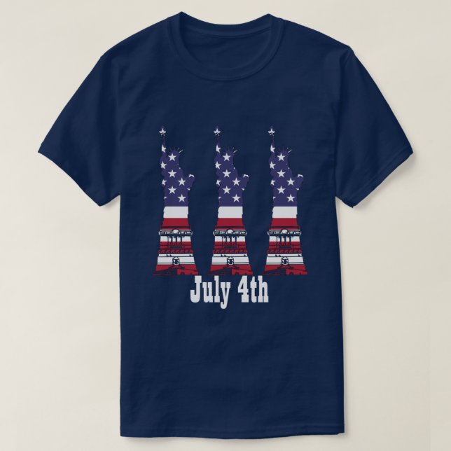 4. Juli, American Flag Statue of Liberty Shirt (Design vorne)
