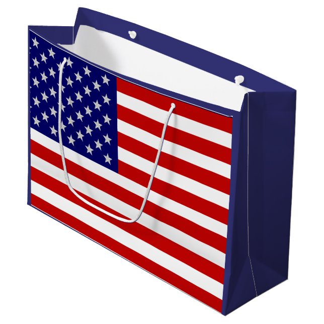 4. Juli American Flag USA LGB Große Geschenktüte (Vorderseite Schrägansicht)