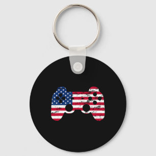 4. Juli American Flag Video Game Boys Kids T-Shirt Schlüsselanhänger