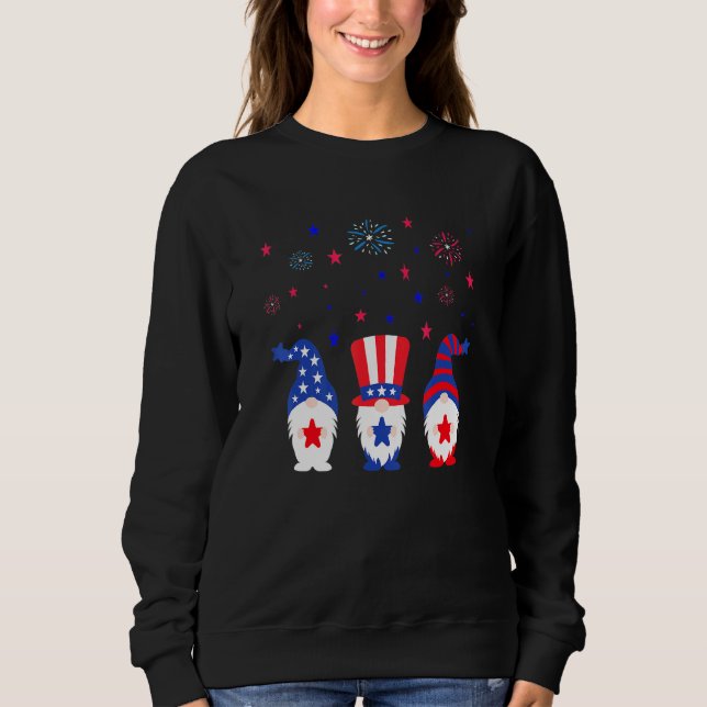 4. Juli American Gnomes American Flag Feuerwerk Sweatshirt (Vorderseite)