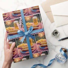 4. Juli American Hot Dog Geschenkpapier