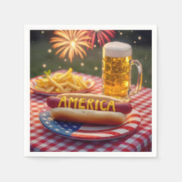 4. Juli American Hot Dog Serviette