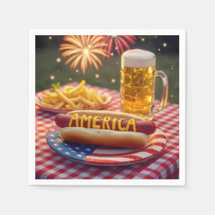 4. Juli American Hot Dog Serviette
