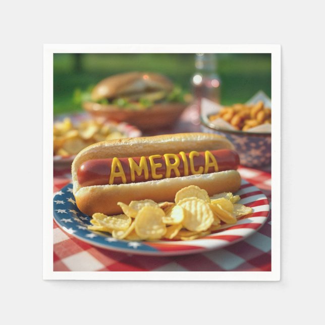 4. Juli American Hot Dog Serviette (Vorderseite)