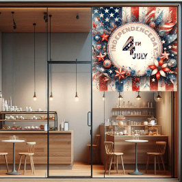 4. Juli American Independence Day Stars Red Blue Fensteraufkleber