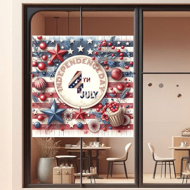 4. Juli American Independence Day Stars & Strips Fensteraufkleber (4th July American Independence Day Stars & Stripes Window Cling)