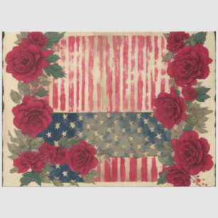 4. Juli American Independence Flag Rote Rose Frame Seidenpapier
