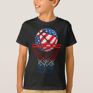 4. Juli American Patriotic Basketball US Flag T-Shirt
