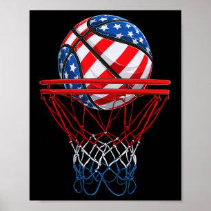4. Juli American Patriotic Bysketbyll US Flag Poster