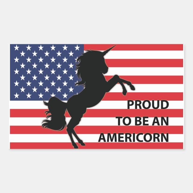 4. Juli American Patriotic Unicorn USA Flag Rechteckiger Aufkleber (Vorderseite)