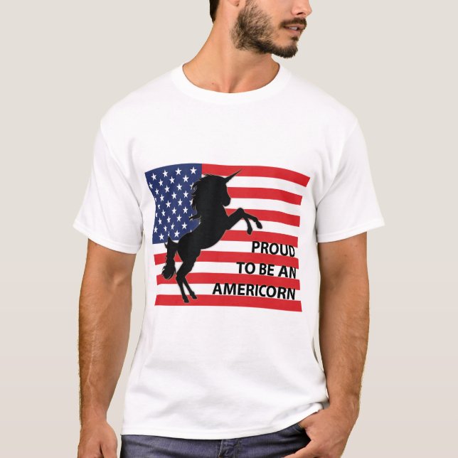 4. Juli American Patriotic Unicorn USA Flag T-Shirt (Vorderseite)