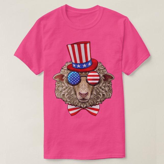 4. Juli American Sheep USA Uncle Sam Hat T-Shirt (Design vorne)