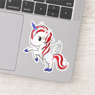 4. Juli American Unicorn Pegasus Rainbow Aufkleber