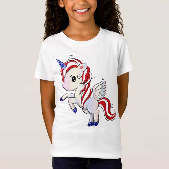 4. Juli American Unicorn Pegasus Rainbow T-Shirt (Vorderseite)