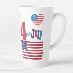 4. Juli American USA Flag Heart Flag Fireworks Milchtasse