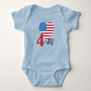 4. Juli American USA Flag Heart Flag Patriotic Baby Strampler