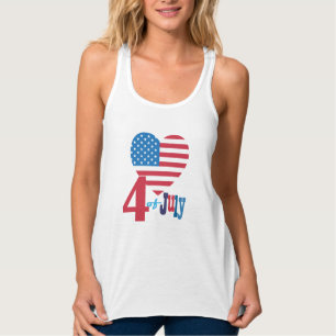 4. Juli American USA Flag Heart Flag Patriotic Tank Top