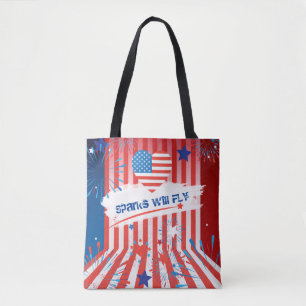 4. Juli American USA Flag Herz Flag Fireworks