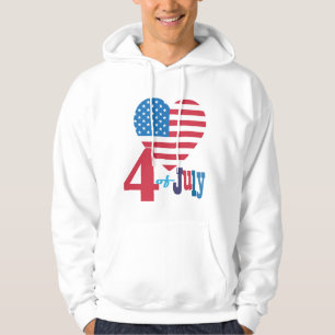 4. Juli American USA Flag Herz Flag Fireworks Hoodie