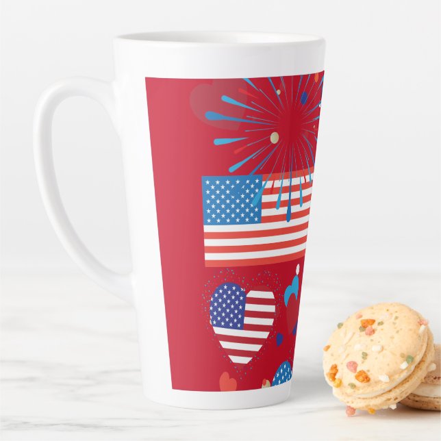 4. Juli American USA Flag Herz Flag Fireworks Milchtasse (Beispiel)