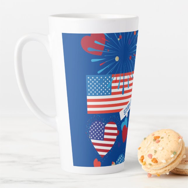 4. Juli American USA Flag Herz Flag Fireworks Milchtasse (Beispiel)