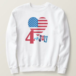 4. Juli American USA Flag Herz Flag Fireworks Sweatshirt