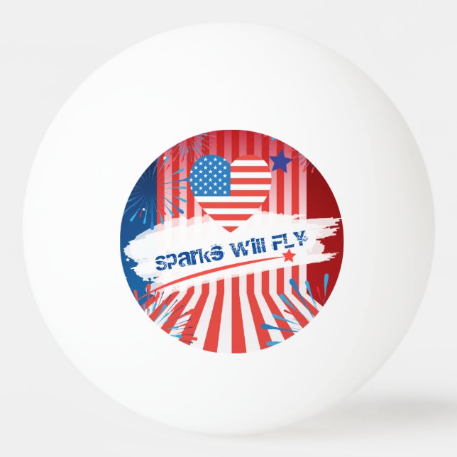 4. Juli American USA Flag Herzstück Personalisiert Tischtennisball (Vorderseite)
