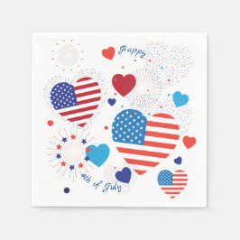 4. Juli American USA Flag Patriotic Custom Serviette