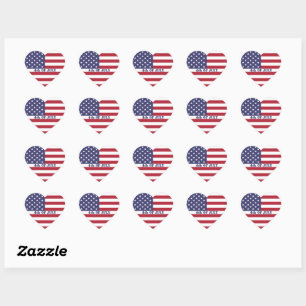 4. Juli American USA Flag Patriotic Herz-Aufkleber