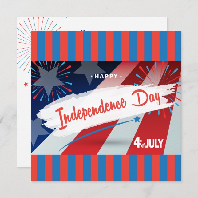 4. Juli American USA Flag Personalize Einladung (Vorne/Hinten)