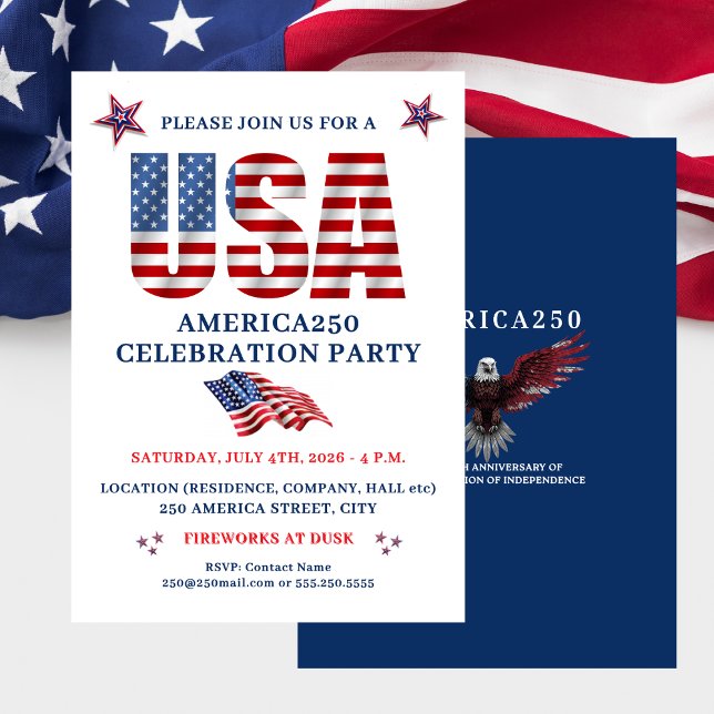 4. JULI AMERIKA250 PARTY EINLADUNG (JULY 4TH AMERICA250 PARTY INVITATION)