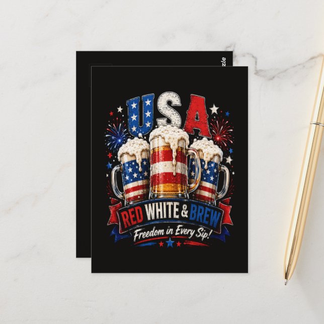 4. Juli Amerika 250. Postkarte (Vorderseite/Rückseite Beispiel)