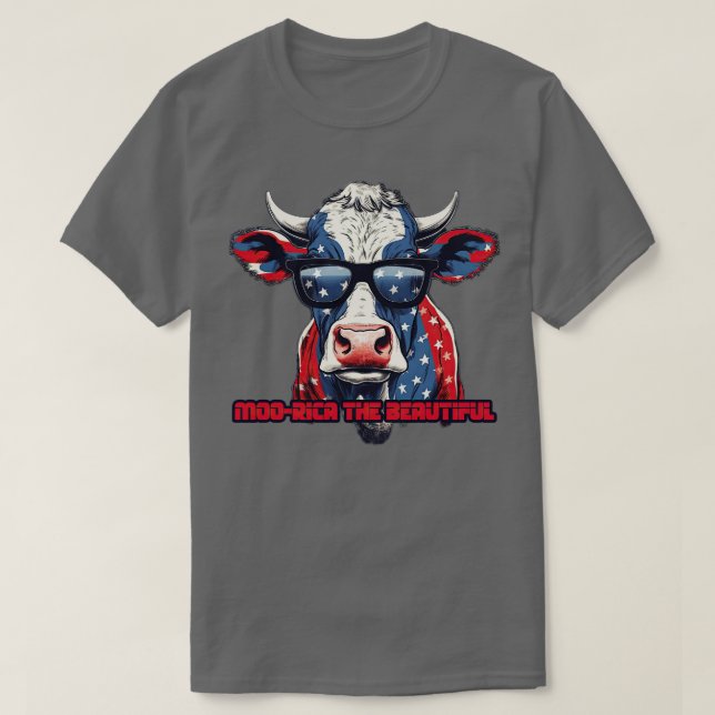 4. Juli Amerika Kuh USA Flaggen Muster Moorica t l T-Shirt (Design vorne)