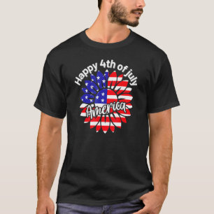 4. Juli Amerika Sonnenblumen uns Patriotische Amer T-Shirt