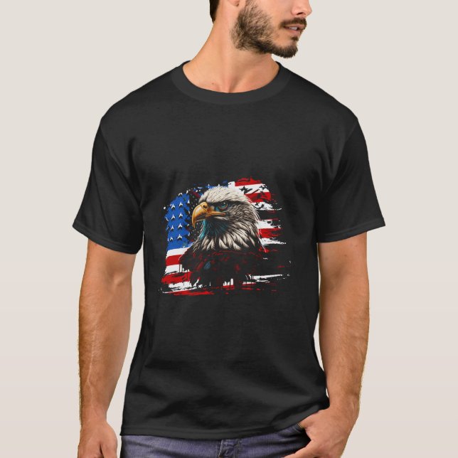 4. Juli Amerika Unabhängigkeit Patriotic Bald Ea T-Shirt (Vorderseite)