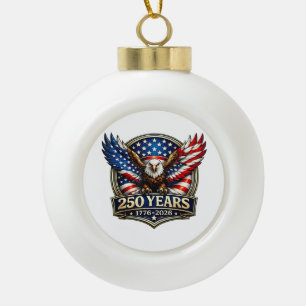 4. Juli Amerikanische Flagge Adler Vintage 250 Jah Keramik Kugel-Ornament