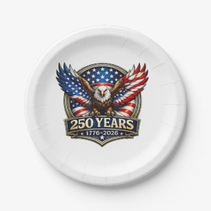 4. Juli Amerikanische Flagge Adler Vintage 250 Jah Pappteller