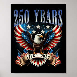 4. Juli Amerikanische Flagge Adler Vintage 250 Jah Poster