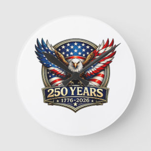 4. Juli Amerikanische Flagge Adler Vintage 250 Jah Runde Wanduhr