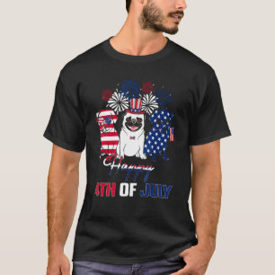 4. Juli Amerikanische Flagge Drei Rot Weiße Mops B T-Shirt